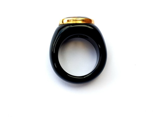 Citrine and onyx dress ring  DBGEMS - image 2