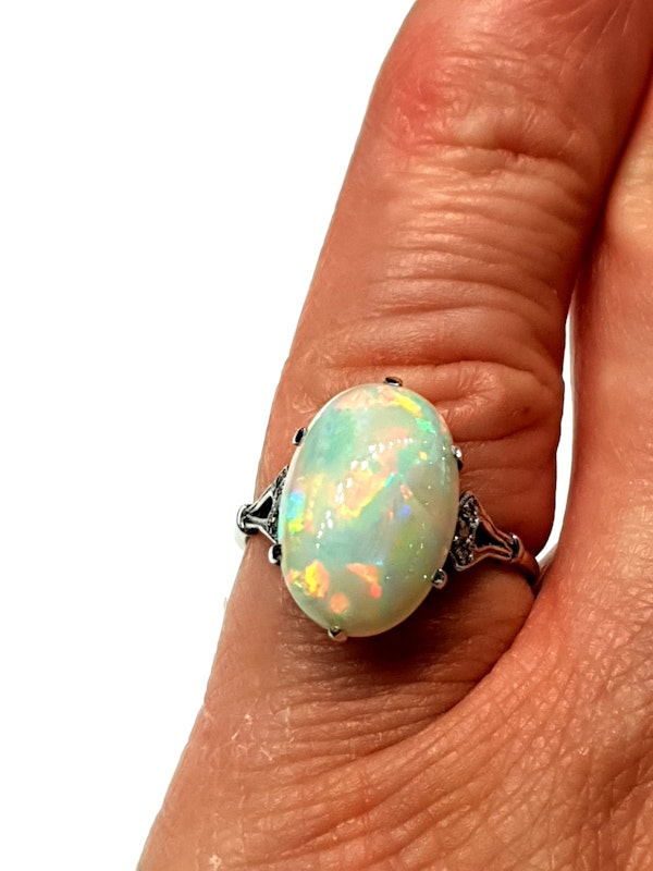 Edwardian opal and diamond dress ring  DBGEMS - image 3