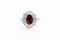 A very fine 18 Carat White Gold (tested) Oval Natural Untreated Siam Ruby (1.71 Carats) and Diamond Cluster Ring, Circa 1970 - image 1