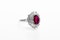 A very fine 18 Carat White Gold (tested) Oval Natural Untreated Siam Ruby (1.71 Carats) and Diamond Cluster Ring, Circa 1970 - image 2