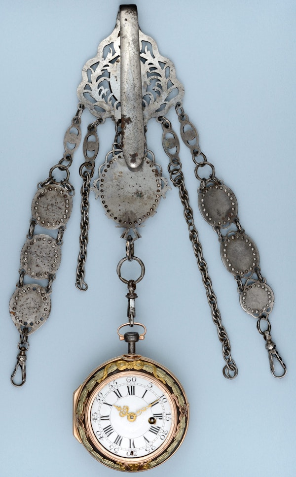 RARE GOLD DECORATED WATCH AND CHATELAINE - image 8