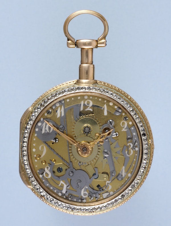 RARE SKELETONISED REPEATING POCKET WATCH WITH GLASS DIAL - image 3