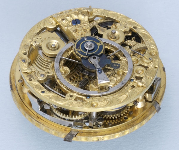 RARE SKELETONISED REPEATING POCKET WATCH WITH GLASS DIAL - image 2
