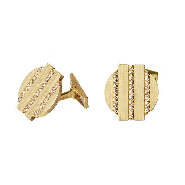 Vintage Cufflinks by Piaget, Diamond set 18 Karat Gold, Swiss circa 1975. - image 1