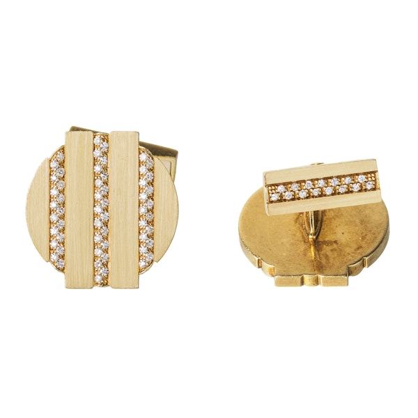 Vintage Cufflinks by Piaget, Diamond set 18 Karat Gold, Swiss circa 1975. - image 4