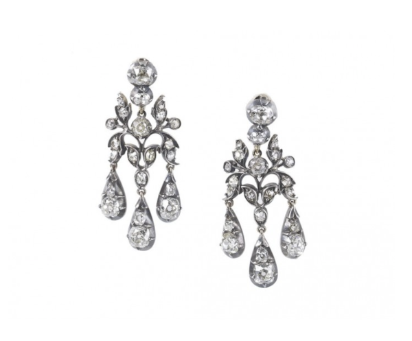 Antique Diamond Drop Earrings, 6.50ct - image 1
