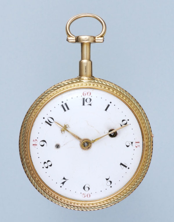 GOLD AND ENAMEL REPEATING FRENCH CYLINDER POCKET WATCH - image 3