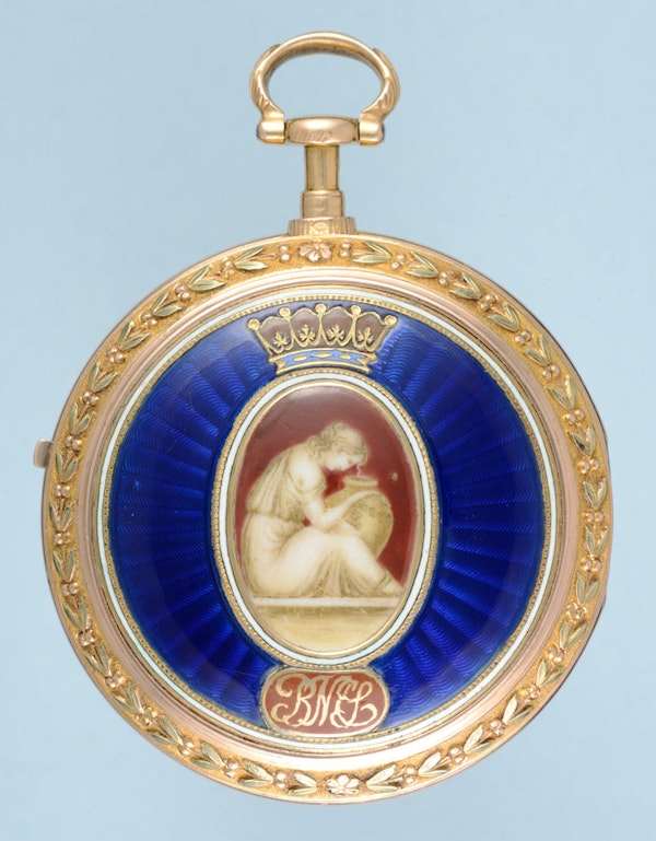 GOLD AND ENAMEL CHATELAINE WATCH BY EMERY - image 2