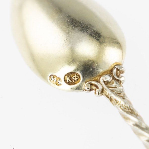 Faberge Set of Twelve Silver Gilt Coffee Spoons, Moscow, c1890 - image 6