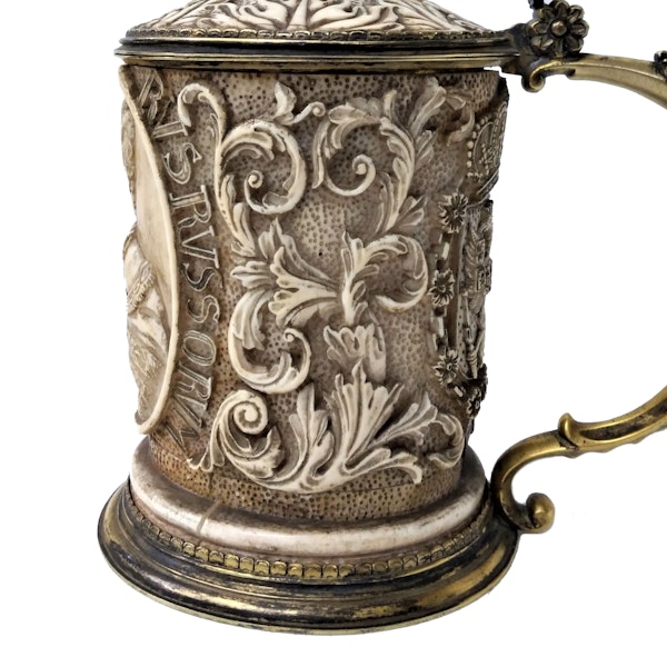 19th Century German Silver-Gilt and Ivory Tankard - image 3