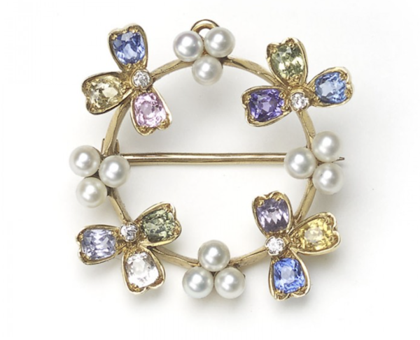 Vintage Tiffany & Co. Gem Set Pearl and Gold Pendant Brooch, Circa 1937 - image 1