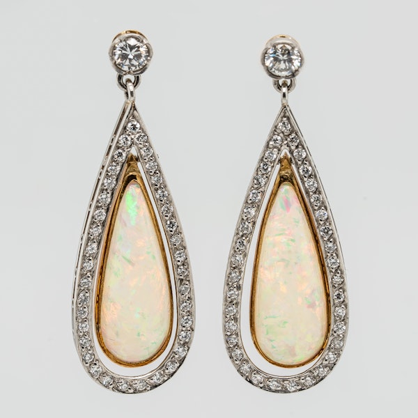 Long Opal and Diamond earrings - image 1
