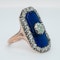 Georgian blue glass and old mine cut diamond ring - image 2