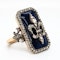 Nineteenth century French blue glass and diamond fleur de lys ring - image 2