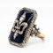 Nineteenth century French blue glass and diamond fleur de lys ring - image 3