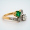 Deco Emerald and Diamond "Toi et Moi" Ring... - image 2