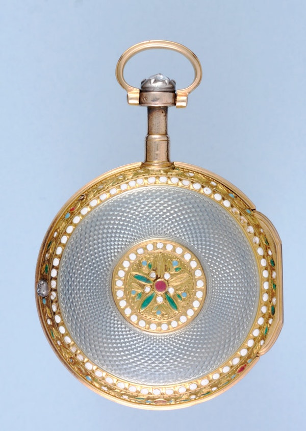 GOLD AND ENAMEL FRENCH VERGE POCKET WATCH - image 3
