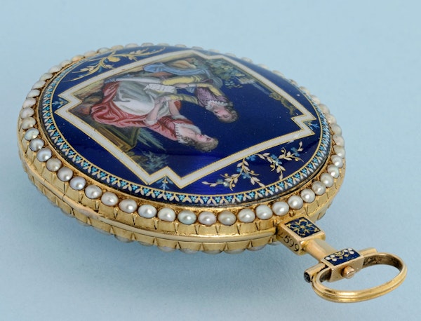 PEARL SET GOLD AND ENAMEL WATCH - image 3