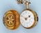GOLD AND ENAMEL VERGE BALL WATCH AND CHAIN - image 3