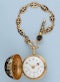 GOLD AND ENAMEL VERGE BALL WATCH AND CHAIN - image 5