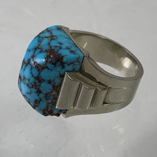 1930 white gold and turquoise ring - image 2