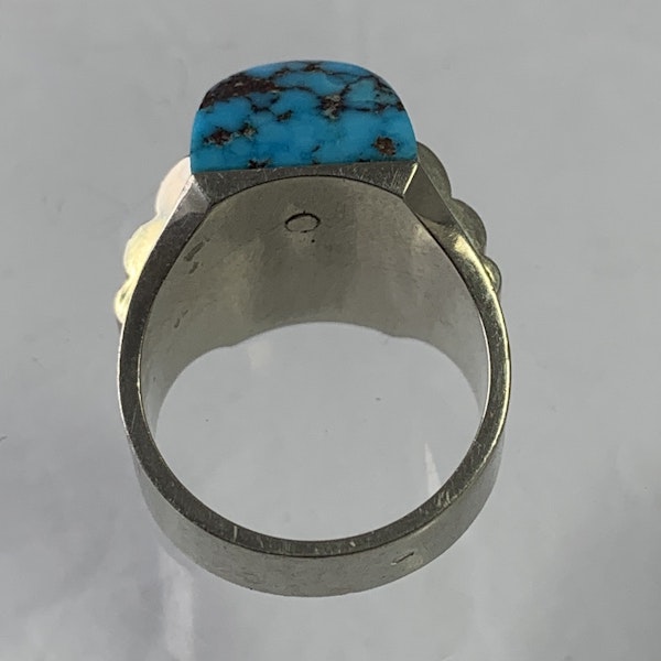 1930 white gold and turquoise ring - image 3