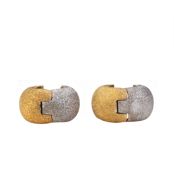 Reversible 18ct Gold Glitter Finish Earrings | Italian c.1960s - image 1