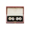 Vintage Crystal Cufflinks of Trout Flies on Mother of Pearl and Gold, English made 1997. - image 2