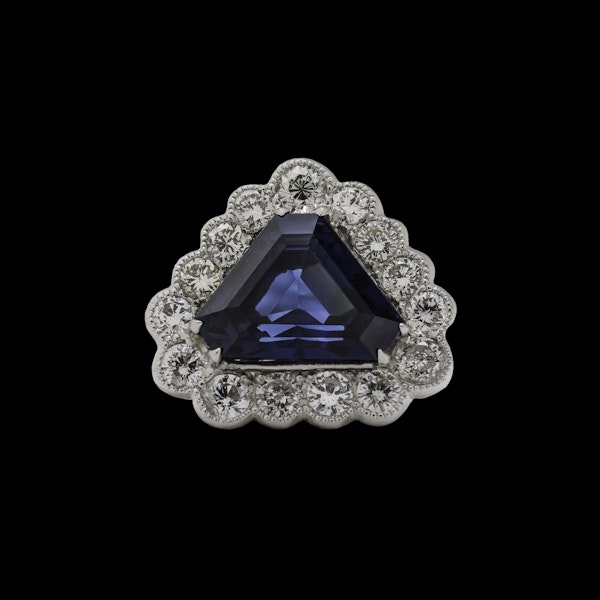 18K white gold 6.46ct Natural Blue Sapphire and 1.57ct Diamond Ring - image 1