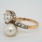 Pearl and diamond crossover  ring - image 3