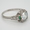 Art Deco diamond and emerald shoulders cluster ring - image 2