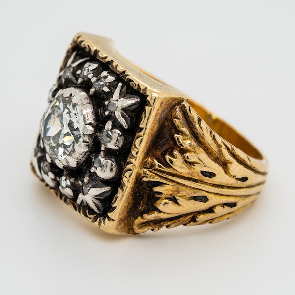 Antique diamond  gents/ladies signet ring - image 3