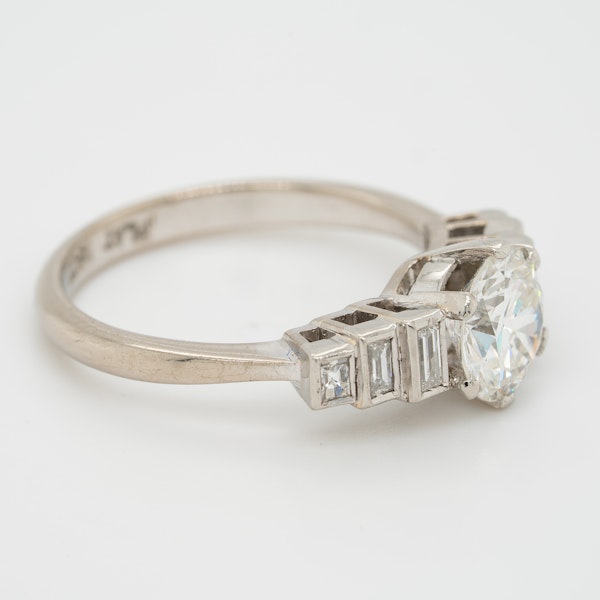 Diamond  solitaire ring with extended baguette diamond  shoulders - image 2