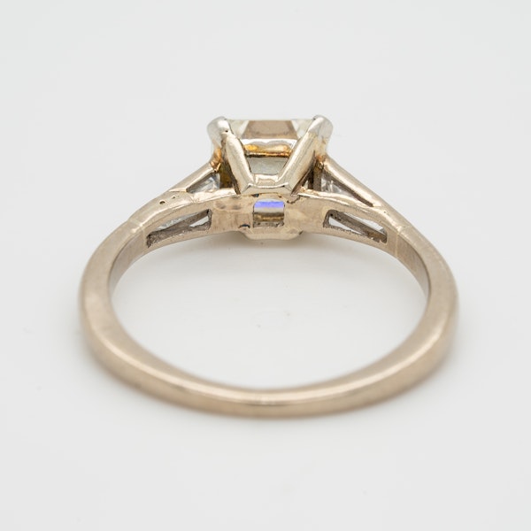 Diamond asscher cut solitaire ring with tapered  baguette shoulders - image 4