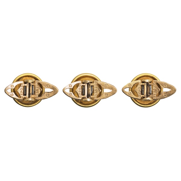 Antique Cufflinks & Studs in 18 Karat Gold with Criss Cross Design and inset Enamel, French circa 1890. - image 6
