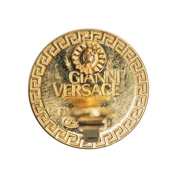 Gianni Versace Medusa Diamond Enamel 18K Gold Earrings