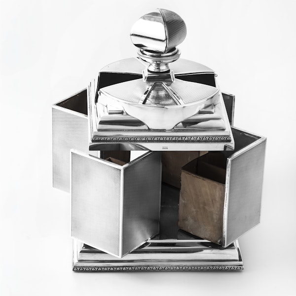 Magnificent Art Deco Silver Cigarette Box with elegant swivel action by ASPREY - image 2