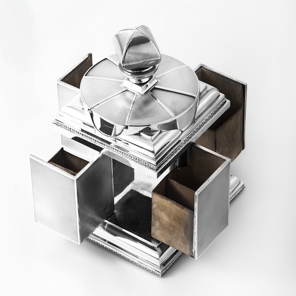 Magnificent Art Deco Silver Cigarette Box with elegant swivel action by ASPREY - image 5