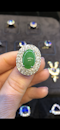 18K white gold 4.96ct Natural Jade and 2.45ct Diamond Ring - image 4