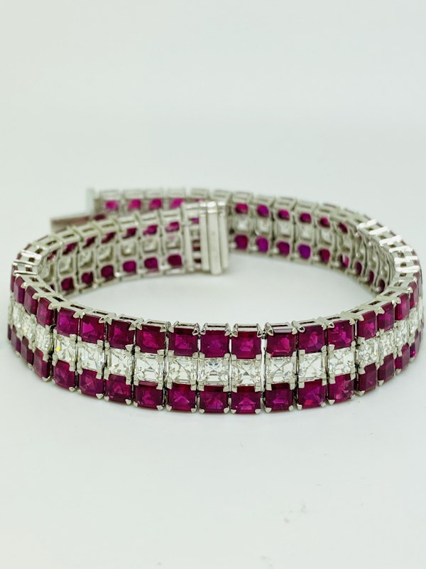 18K White Gold, 29.56ct Natural Ruby & 11.82ct Diamond bracelet - image 1