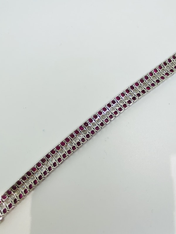 18K White Gold 29.56ct Natural Ruby and 11.82ct Diamond bracelet - image 5