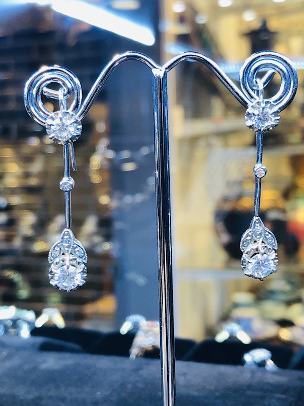 Platinum 1.70ct Diamond Earrings - image 1