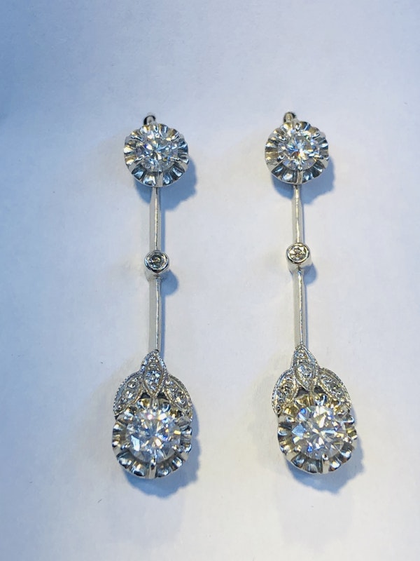 Platinum 1.70ct Diamond Earrings - image 5