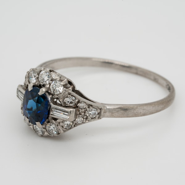 Art deco sapphire and diamond engagement ring  DBGEMS - image 4