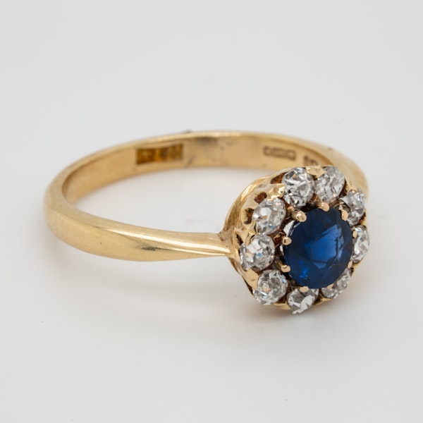 Antique Sapphire and Diamond Cluster Engagement Ring  DBGEMS - image 2
