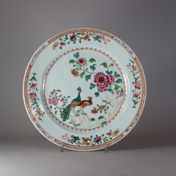 A Chinese famille rose 'double peacock' dish, Qianlong (1736-1795) - image 1