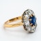 Sapphire and diamond oval cluster ring - image 2