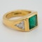 1960s Emerald and diamond ring with triangular diamond shoulders - image 2