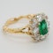 Emerald and diamond rectangular cluster  ring - image 2