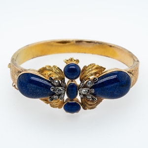 Victorian Lapis lazuli and diamond rose cut bangle